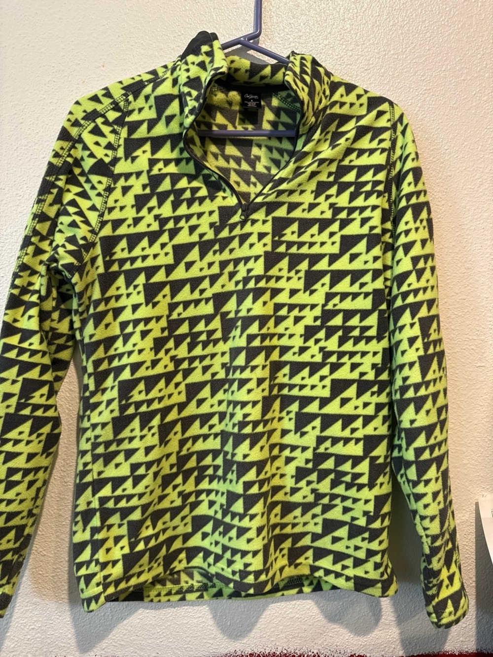 City Streets Neon Yellow and Black Quarter-Zip Fleece Pullover